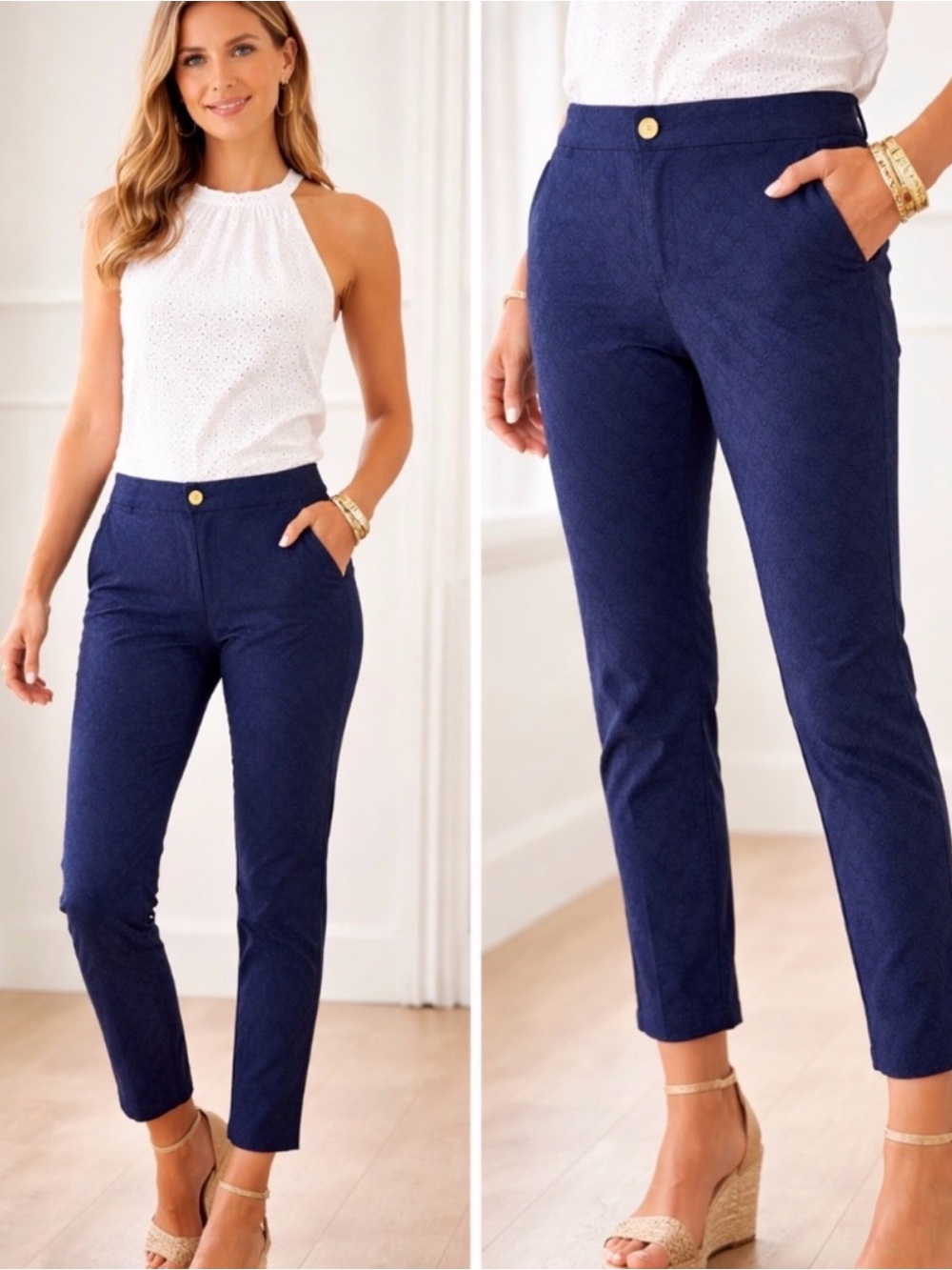 Lilly Pulitzer Navy Straight Leg Pants size 6